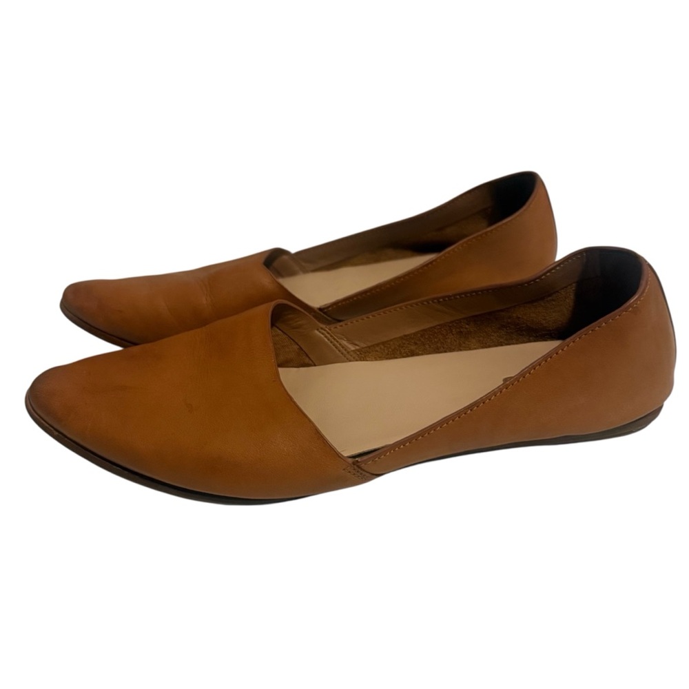ALDO Blanchette Leather Flats Size 6.5 - Tan Brown, Almond-Toe Slip-On Loafers